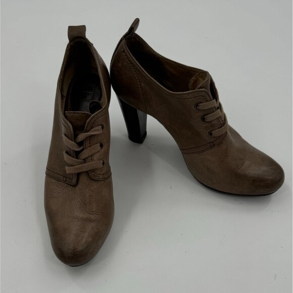Frye Marissa Brown Leather Lace-Up Heeled Oxford Size 6.5 M Shoes